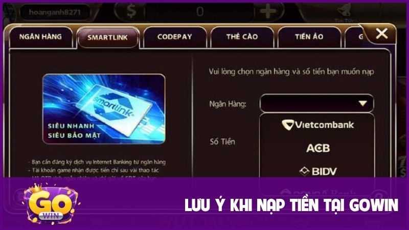 Người chơi lưu ý điền dữ liệu nạp tiền đầy đủ